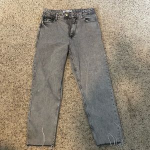 Grey wash Zara straight leg jeans.